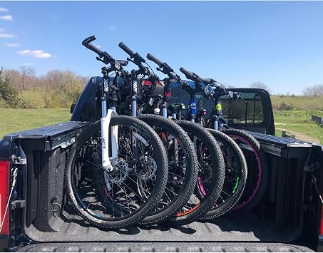 5 Bike Rack for Truck Bed - 5 Standard All-Aluminum Tire Bike Rack for Full Size Trucks - Effortless Wheel Mount, Skip Front Tire Removal, Drill-Free Installation - Gift Set for Men