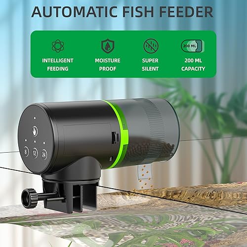 Miniatura 10 de FREESEA Alimentador automático de peces para acuarios Dispensador automático de alimentos para peces recargable - Alimentador temporizador de