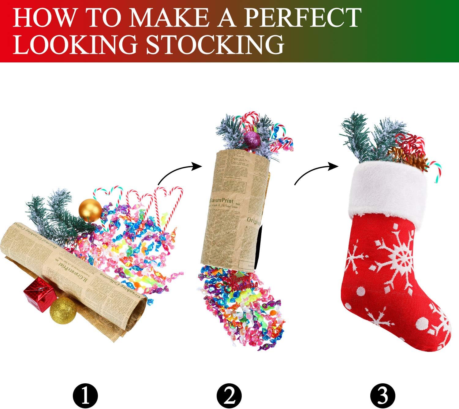 SATINIOR 12 Pcs 10 Inch Christmas Stockings Plush Snowflake Stockings red Christmas Tree Fireplace Hanging Stocking for Xmas Holidays Family Party Decorations Supplies