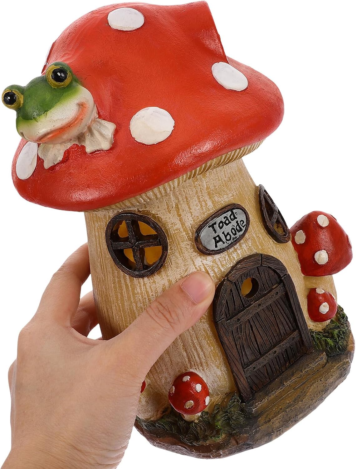 Resin Mushroom House Solar Night Light Outdoor Garden Decoration Lawn Figurine Solar-Powered LED Landscape Lighting for Patio Yard