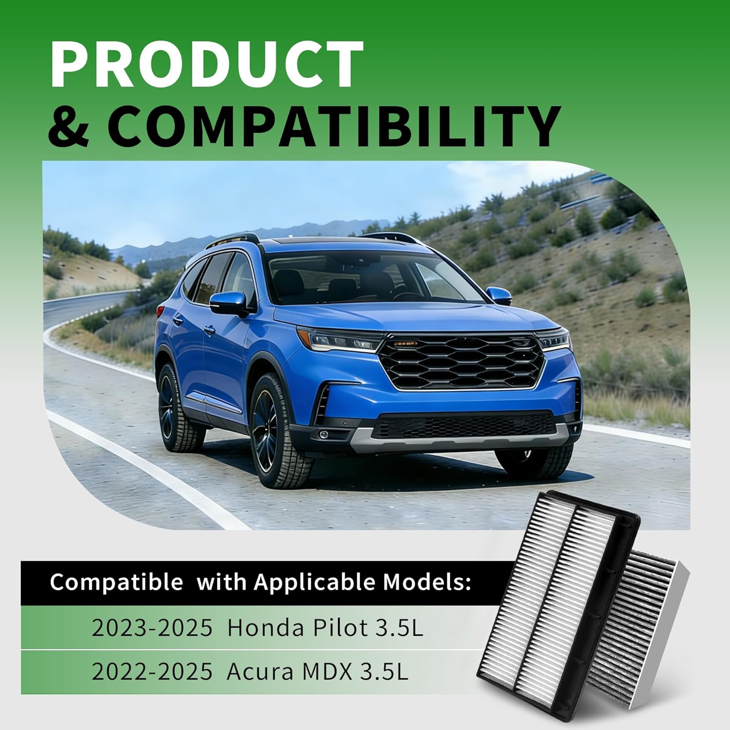 Engine & Cabin Air Filter kit Fit for Honda Pilot 2023-2025, for Acura MDX 2022-2025, Replaces 17220-61A-A00 80292-TF0-G01