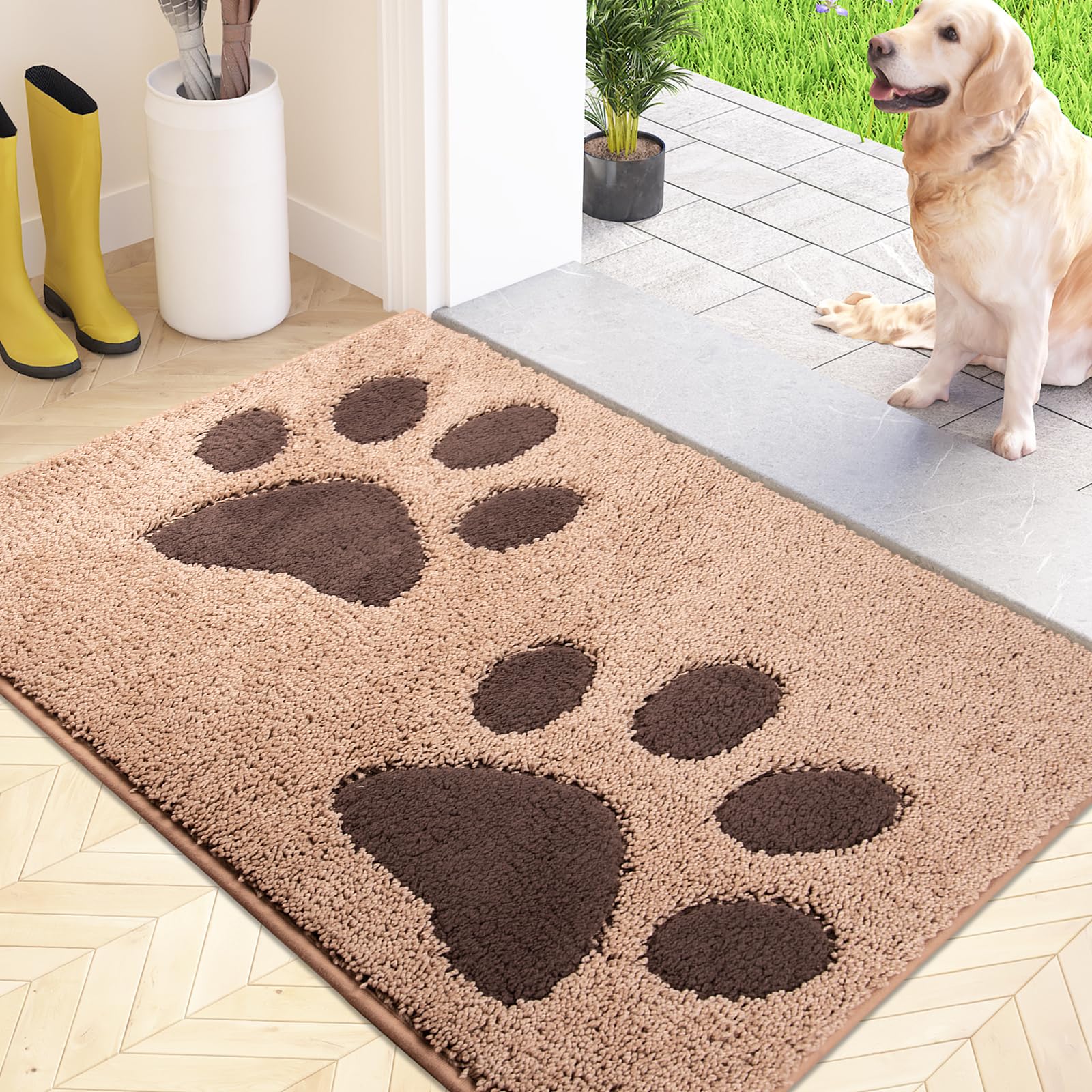 FCSDETAIL Paillasson Interieur 60 x 90 cm, Tapis d'Entrée Antidérapant et Lavable en Machine, Tapis de Sol Douces Absorbantes pour Chien, Entrée, Porte, Couloir