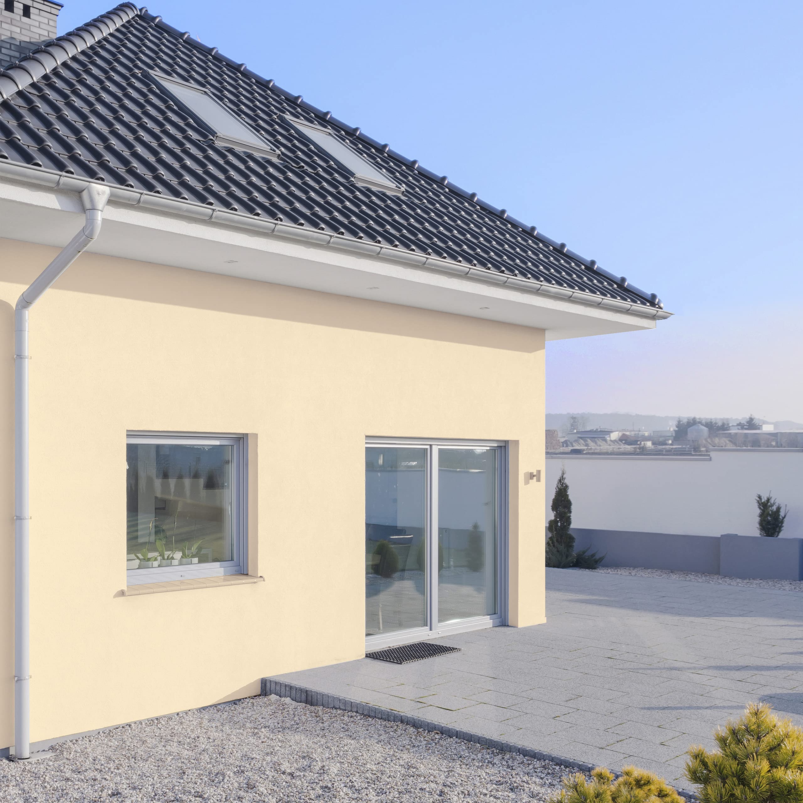 Dulux Valentine ECRAN+ CHANTIER FACILE FAÇADE - Peinture en Phase Aqueuse pour Façades - Séchage rapide et grand confort d'application - Mat Meulière 10L