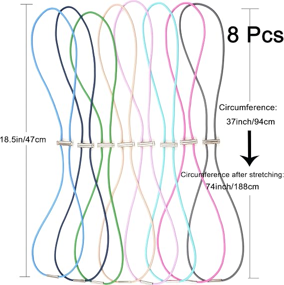 Rubber Bands Adjustable Multicolor 8Pcs,for 13 to 30 Gallon Garbage Cans