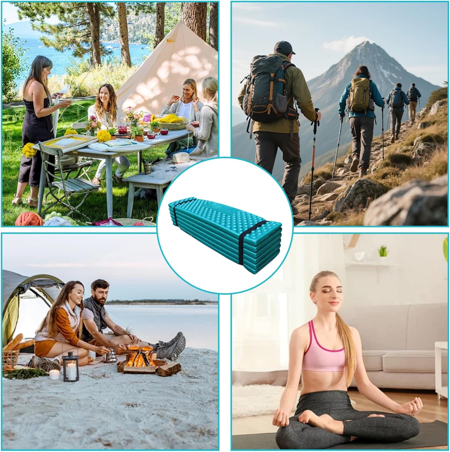 Foam Sleeping Pad Waterproof Moisture-Resistant Ultralight Foldable Egg Crate Soft Sleeping Pad for Outdoor Backpacking Hiking Picnic, Mats.