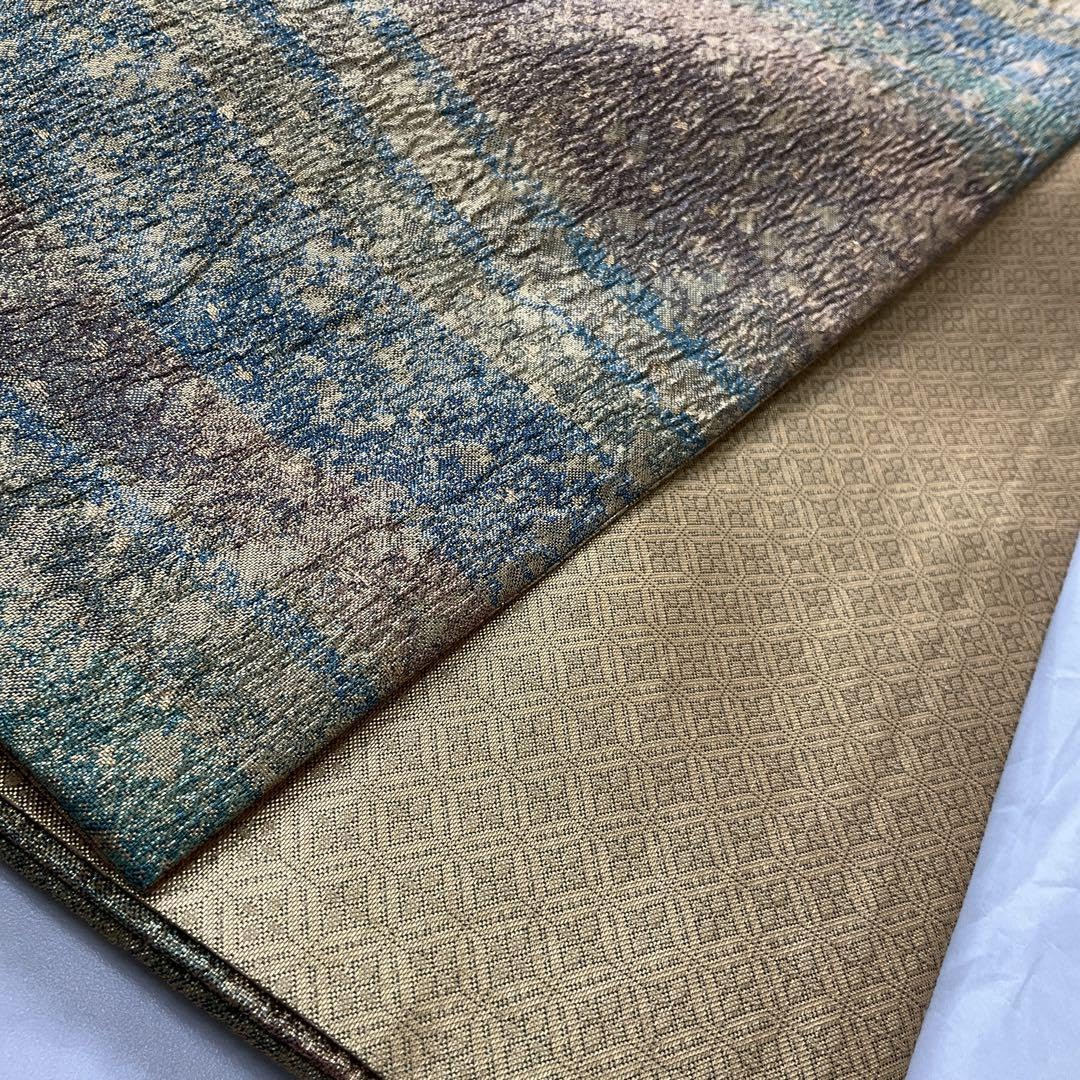 Amazon.co.jp: 厳選同然六寸帯最高級西陣織正絹パールトーン金糸長尺  