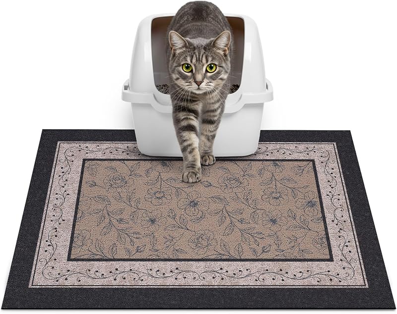 Tapete para Caixa de Areia para Gatos Glittme com Tela Coletora, Base Antiderrapante e Lavável 60,96 x 38,1 cm