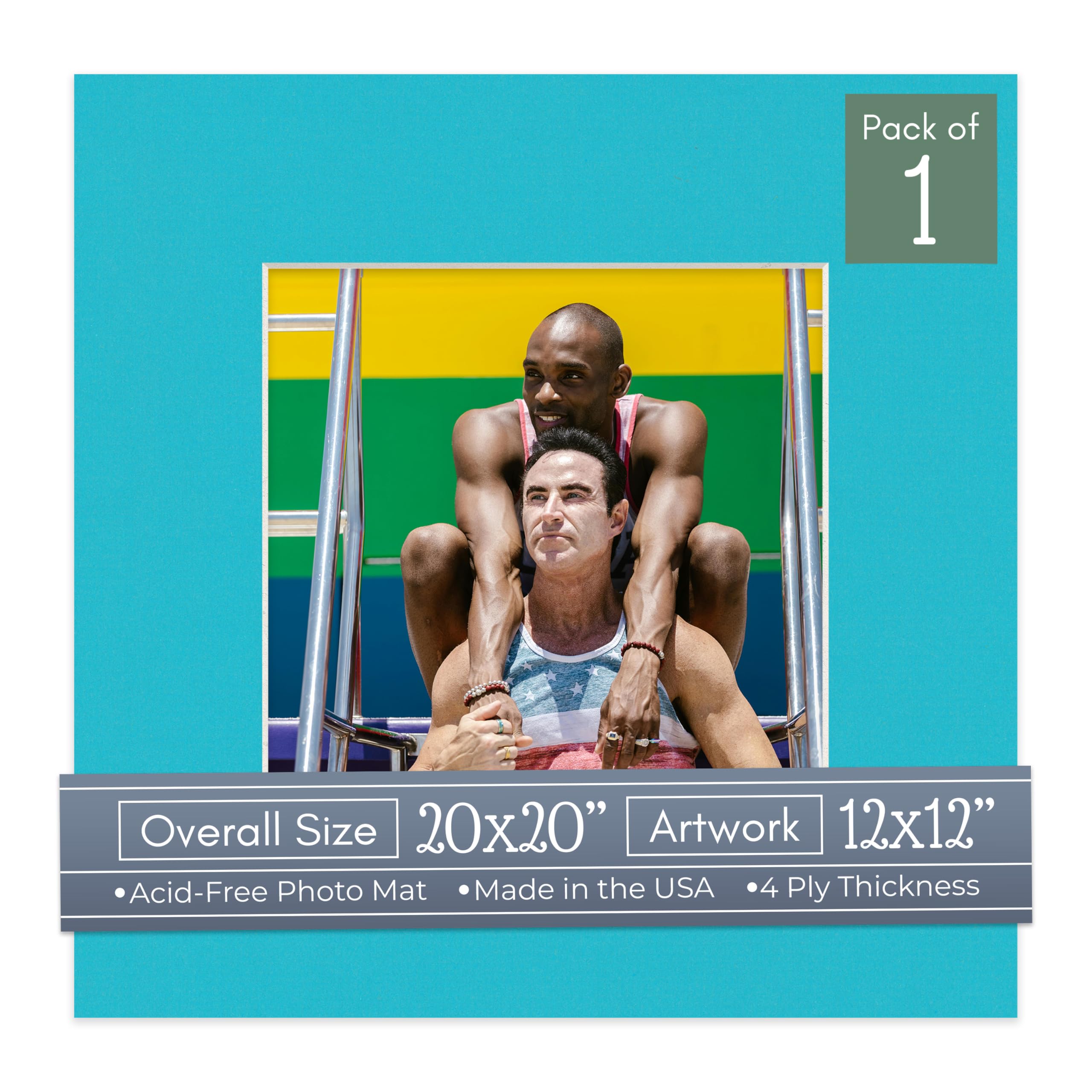 CountryArtHouse Aquamarine Acid Free 20x20 Picture Frame Mats with White Core Bevel Cut for 12x12 Pictures - Fits 20x20 Frame - One Mat - With Bag & Backing-image-21