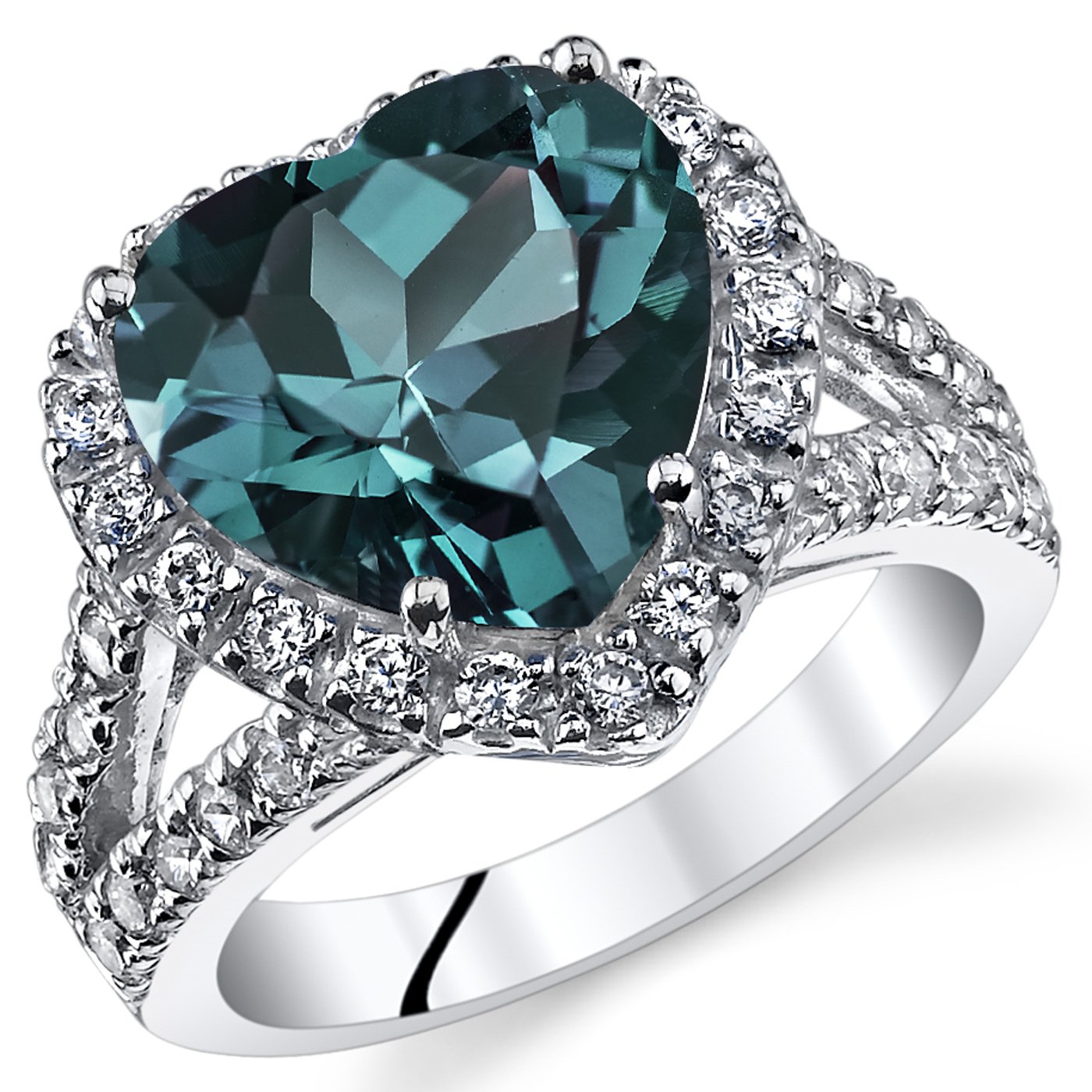 PEORA Simulated Alexandrite Signature Heart Ring for Women