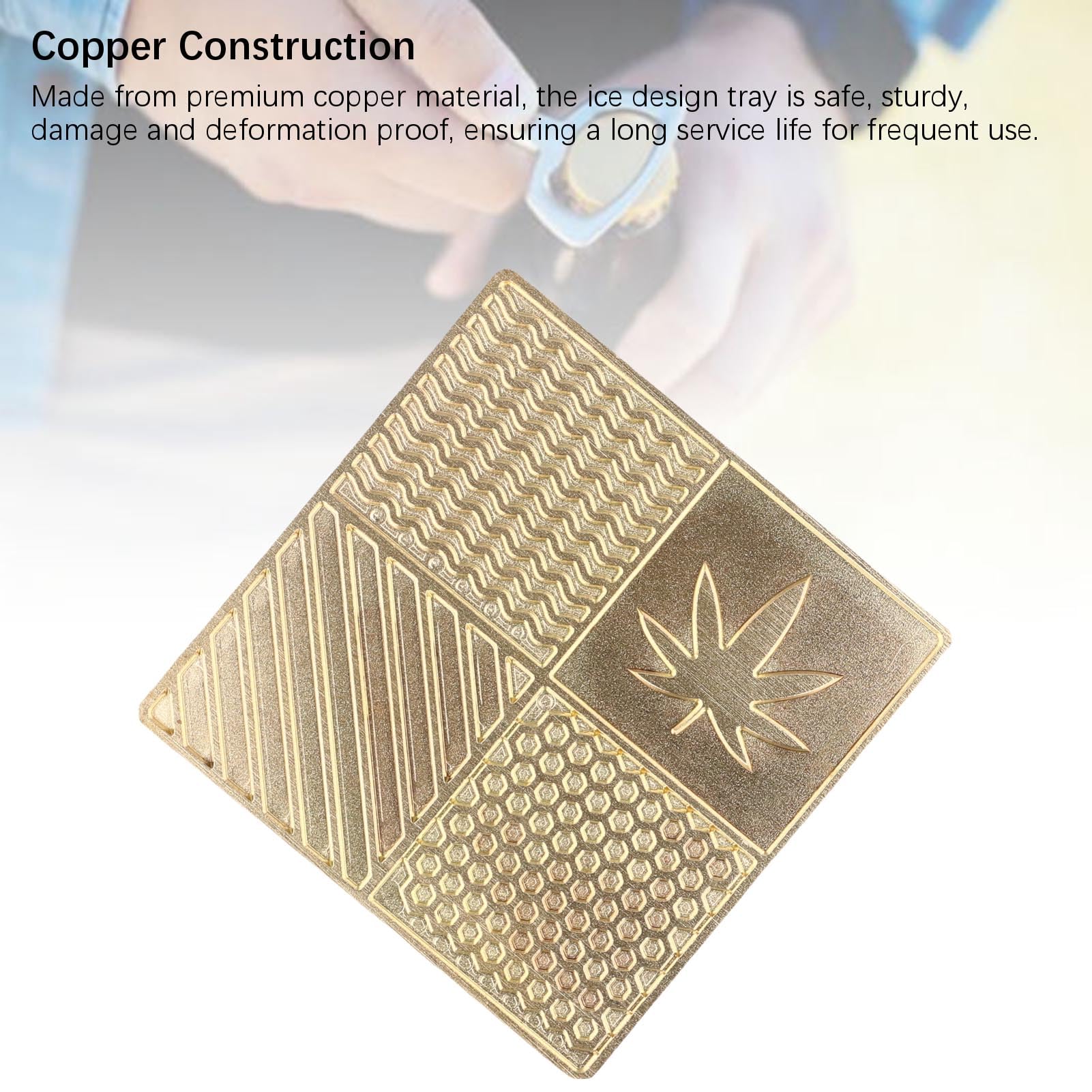 Bandeja de Diseño para Hacer Cubitos de Hielo de Cobre para Impresiones Personalizadas, Accesorio Portátil para Camarero, Ocasiones Elegantes, 10x10cm (B04)
