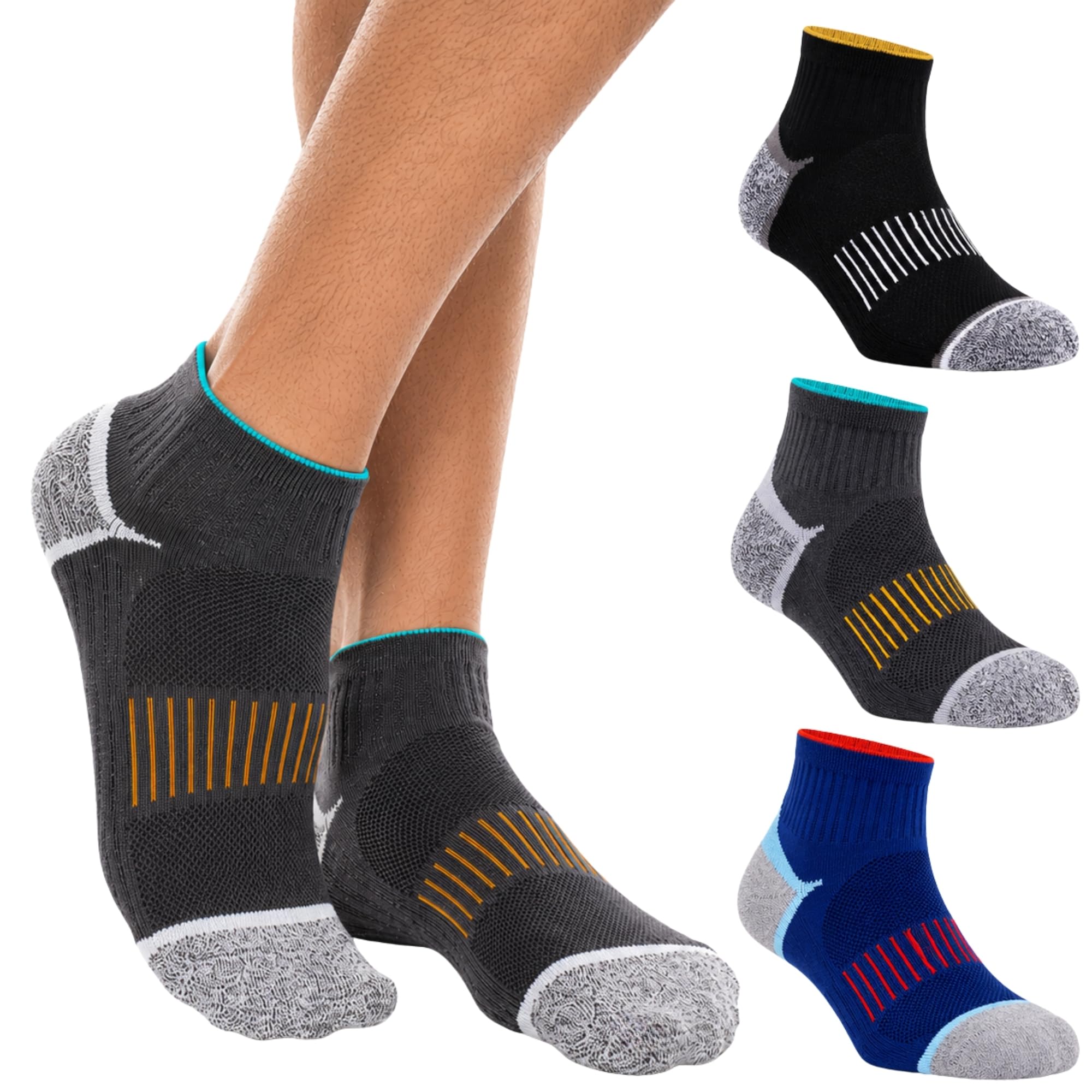 Mojaa Luxe SPORTIQ EDITION (Luxury Pure-Combed Cotton) (Pack of 3) Ankle Socks for Men & Women | Breathable Air Mesh | Anti-Odour, Anti-Bacterial | Arch Support | Sports & Casual Socks-image-12
