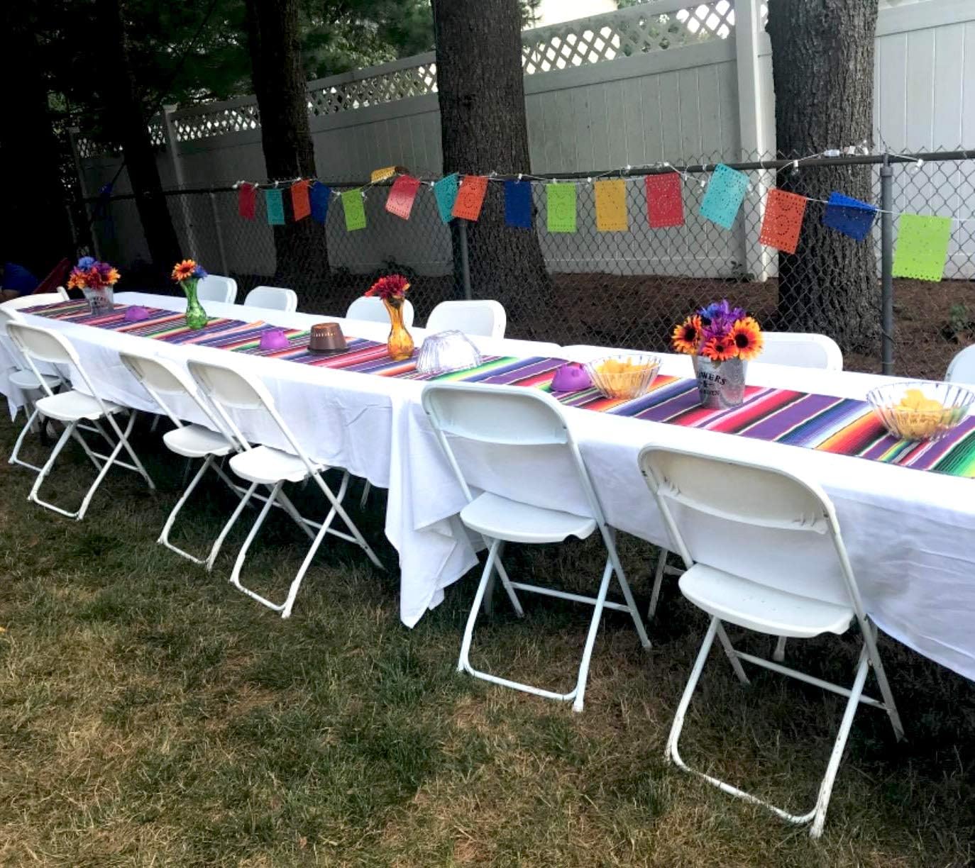 Neasyth 6Pcs Mexican Serape Table Runners Zarape Table Runner Tassel Handmade Tablecloth for Mexican Fiesta Themed Party Decorations for Tables Cinco De Mayo Party Decorations Supplies 14 X 84 in