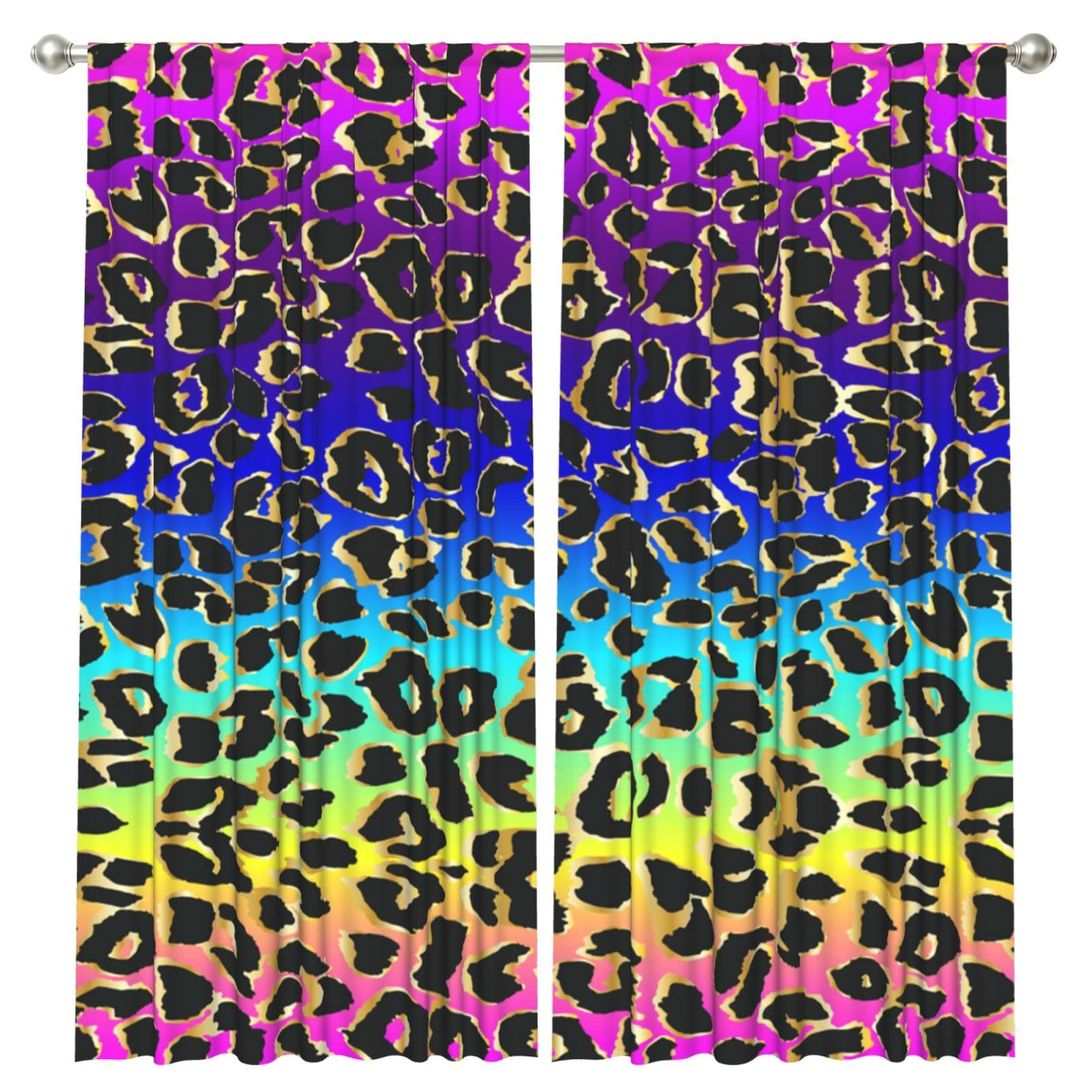 InOmak Leopard Animal, 2 Panels Window Curtains 52 x 84 Inch Blackout Curtains for Living Room Bedroom