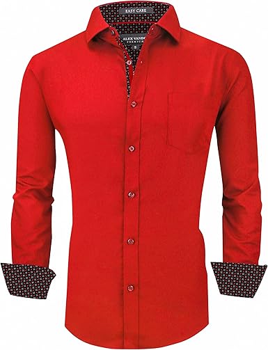 Alex Vando Mens Bamboo Dress Shirts Wrinkle Free Regular Fit Stretch Button Down Shirt