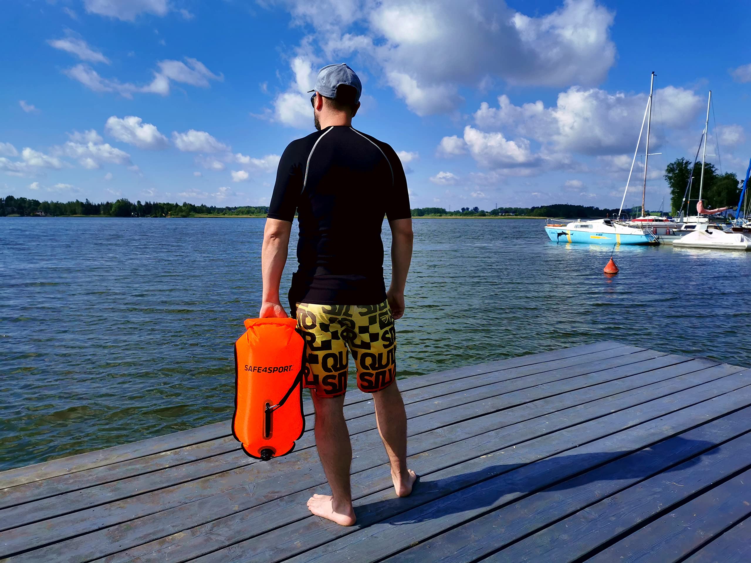 Safe4sport RunSwimmer 2.0 Boya y Mochila Estanca 2 en 1 – Flotador de Seguridad para Natación con Correas Desmontables, Ideal para Swimrun y Triatlón.