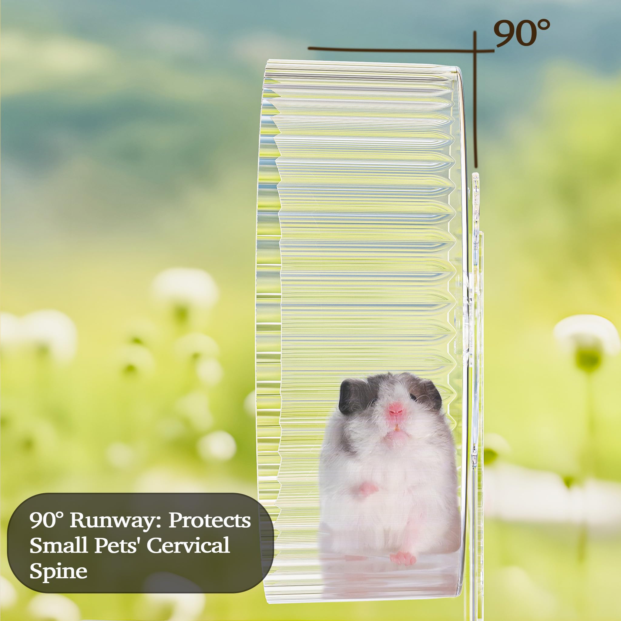 Roue silencieuse pour hamster 20,6 cm, roue de course silencieuse avec support réglable et rail antidérapant – Accessoire idéal pour cage de petits animaux pour hamsters gerbilles souris