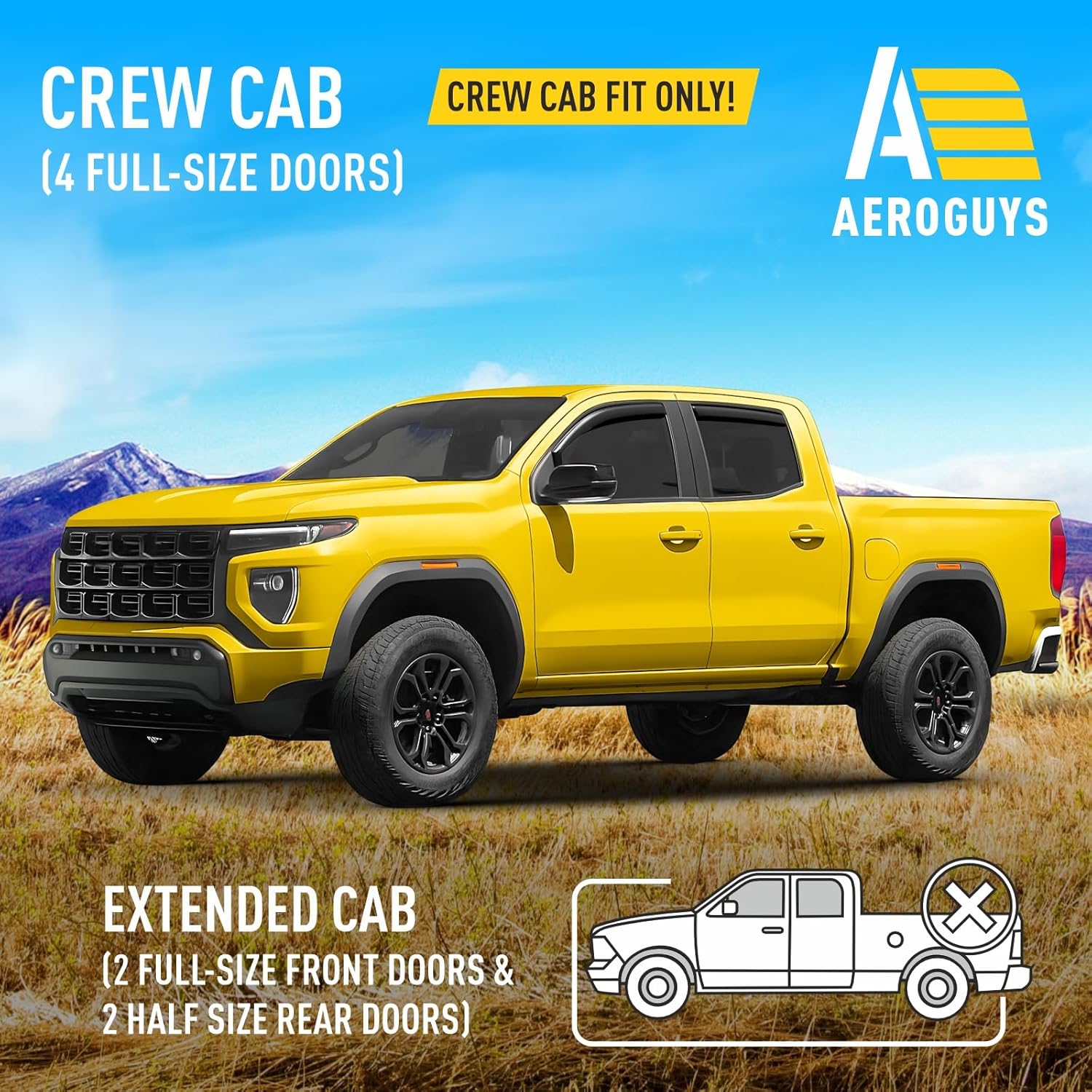 Extra Durable Window Deflectors in-Channel Window Visors Rain Guards Fit for GMC Canyon 2023-2026 Crew Cab, Sun Visors, Wind Vent for Shades, Exterior Car Accessories - 4 pcs. AG0988