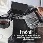 Hamilton Beach FrontFill 12 Cup Programmable Drip Coffee Maker, Front Access Water Reservoir & Swing-Out Brew Basket, Auto Pause & Pour, Auto Shutoff, Black (46310C) | Regular & Bold Brew Options | Auto Pause and Pour | Glass Carafe | Black with Stai