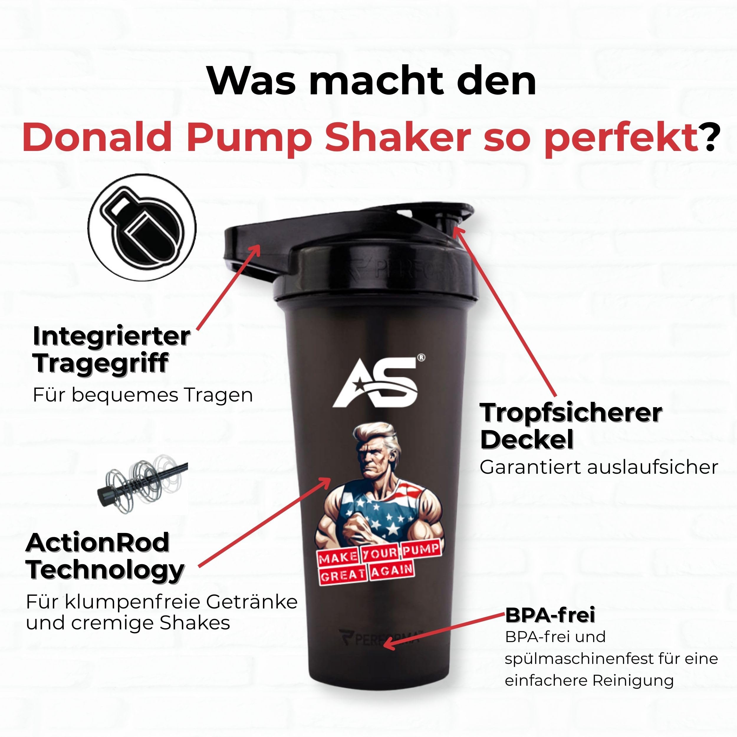 DONALD PUMP BOOSTER [510g] - MAKE YOUR PUMP GREAT AGAIN! L Citrullin Malat + Creatine + AAKG + Beta Alanin + Ginkgo Biloba (510g mit Shaker, Pfirsich Eistee)