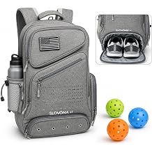 Pickleball Bag for Men Women, Gray Backpack with Shoe Compartment