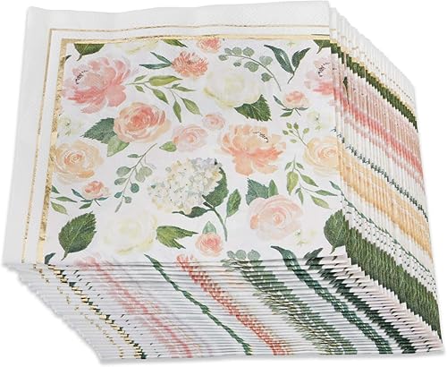 Kate Aspen Brunch Floral Decorative Paper Cocktail Napkins (Set of 30) Luncheon Serveware, 2 ply, Perfect for Bridal Showers