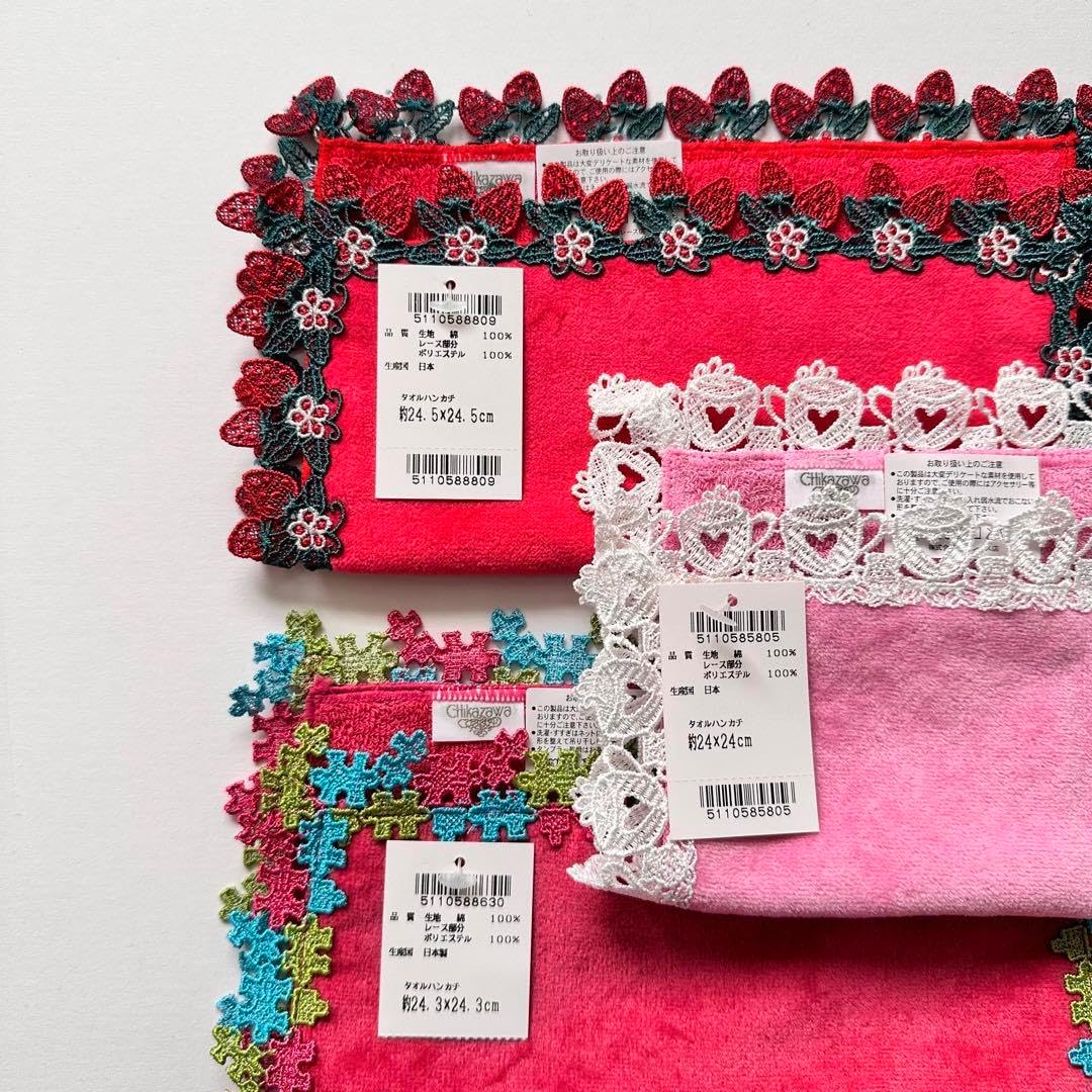 近沢レース　ピンク系　まとめ売り 近沢レース 新商品 桜並木 2枚セット シーズンタオルハンカチの