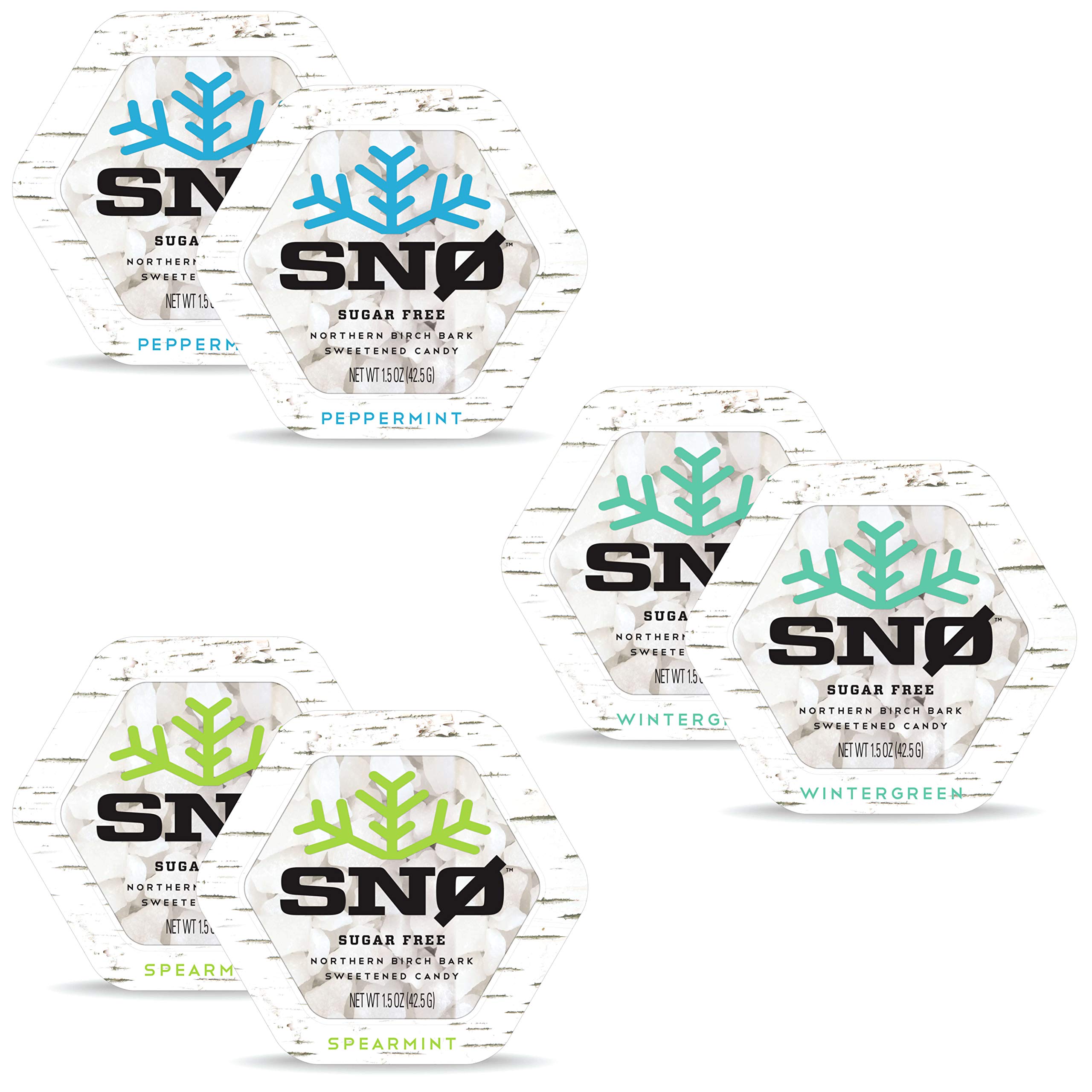 SNØ Mint Assortment KETO Xylitol Candy Chips (6-Pack) - 1.5oz Tin - Sugar-Free Candy With Only 2 Ingredients | Low Carbs, Diabetic-Friendly, Non-GMO, Vegan, GF & Kosher | Purest candy in the world!