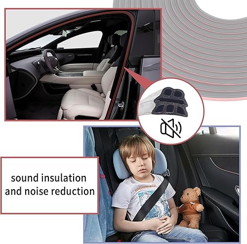 Miniatura 5 de Tira de goma para puerta de automóvil de 16.4 pies con estructura mejorada de 3 capas a prueba de sonido, burlete de puerta de automóvil, burlete de