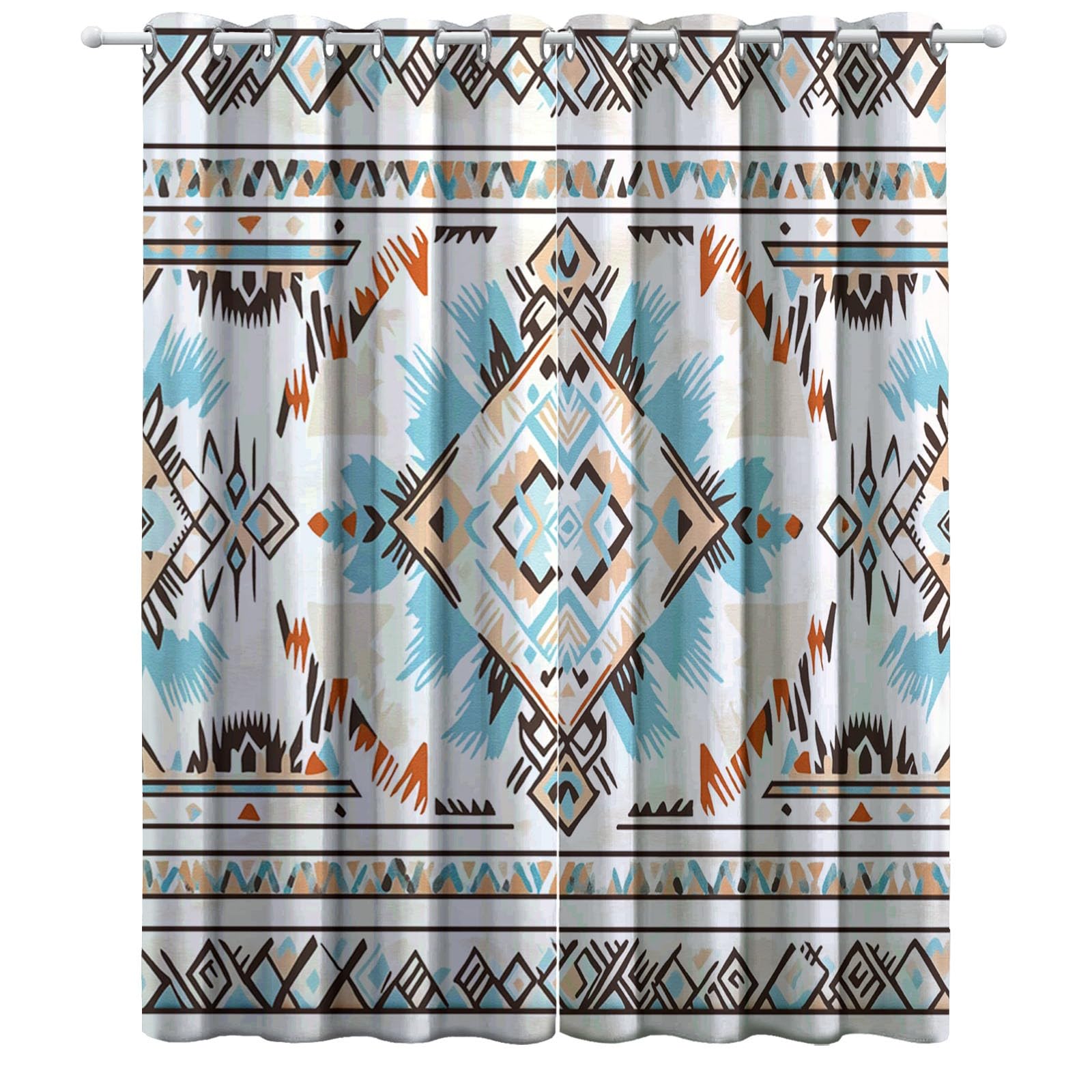 Retro Akwarela Zasłona zaciemniająca Drapowana Przelotki Tekstura Izolowana termicznie, Niebieski Szary Blokuje Światło Redukuje Hałas, 110L X 215H cm (2 Panele) Miękka mikrofibra Nadaje się do