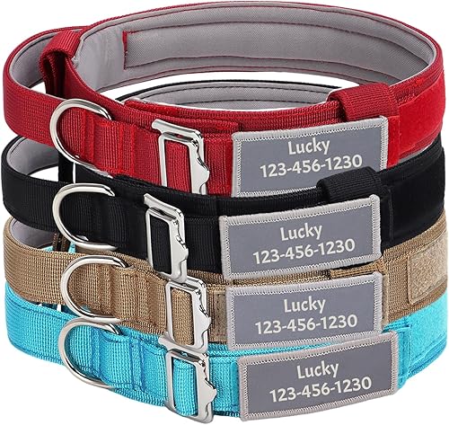 Miniatura 1 de Collar táctico personalizado para perro con etiqueta de nombre, collar de perro de nailon militar personalizado con mango de control, hebilla de