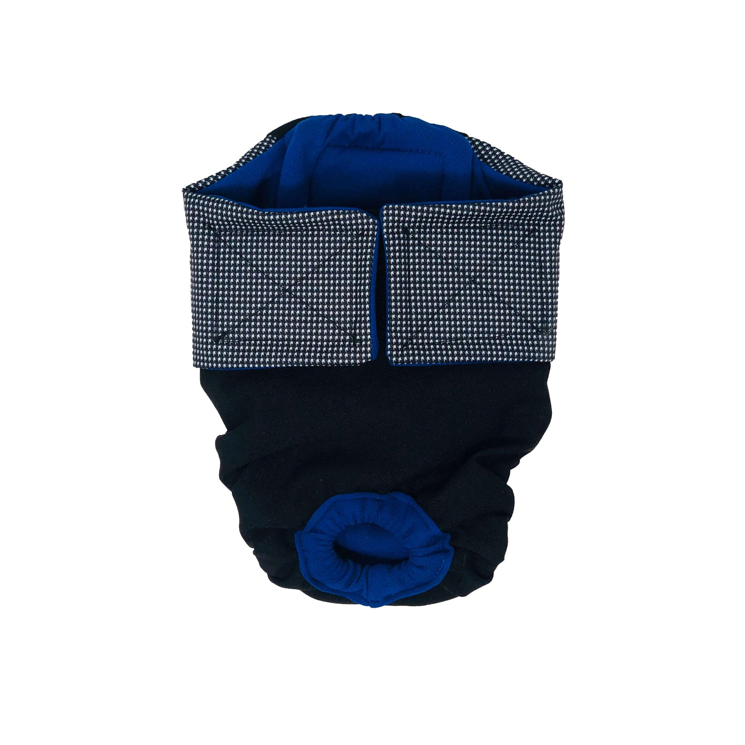 Barkertime Gingham on Black Dog Diaper, M, with Tail Hole - Made in USA