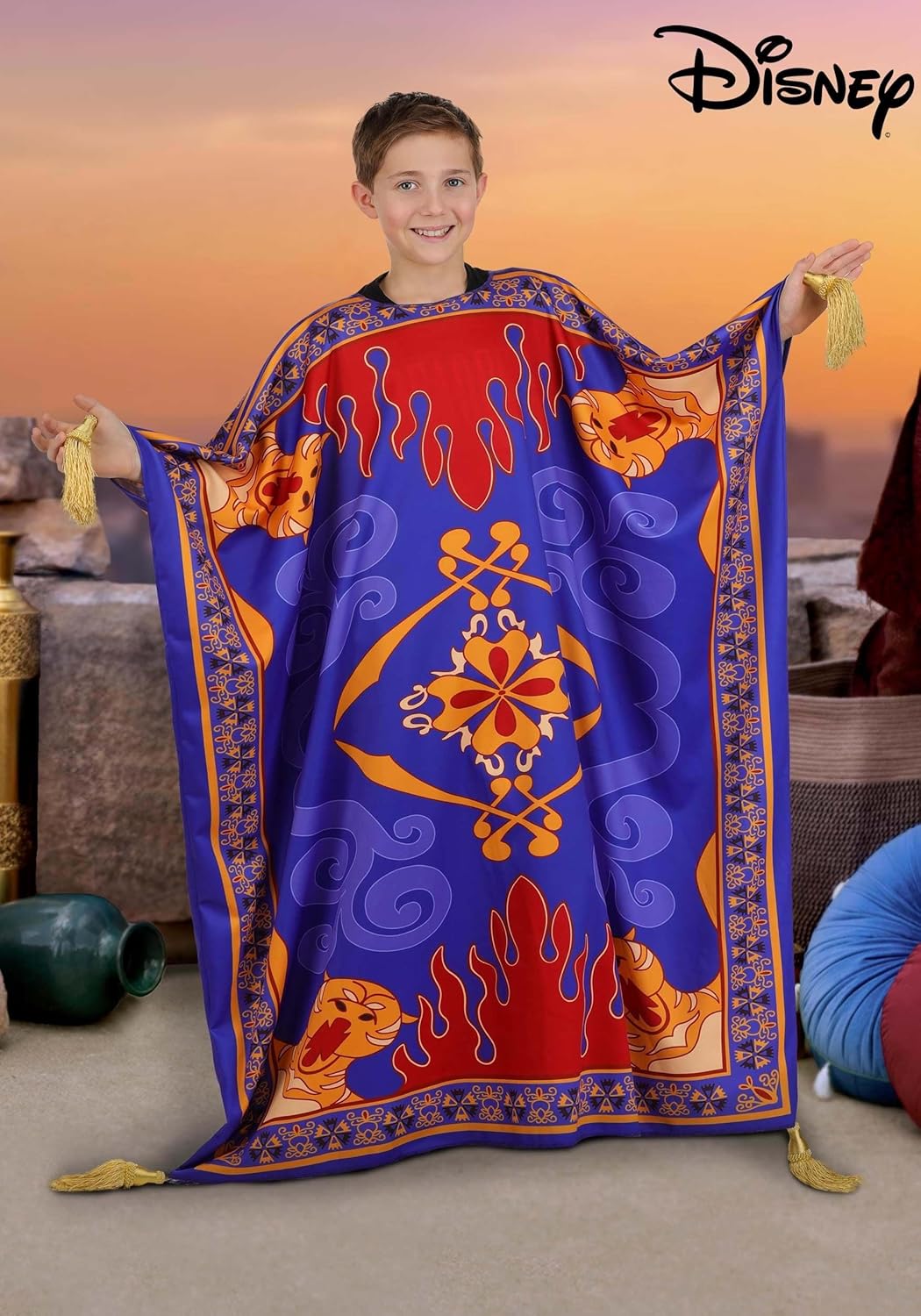 Kid's Disney Aladdin Magic Carpet Costume Tunic | Movie Character Halloween Dress Up Outfit