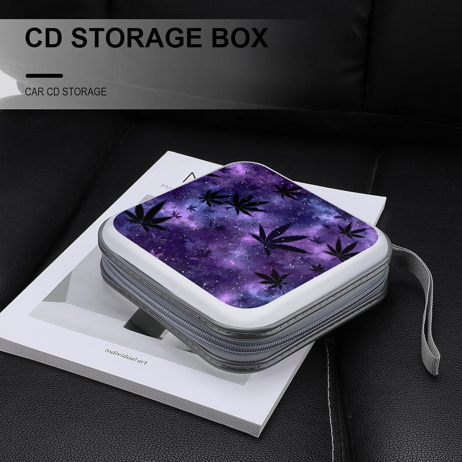 Galaxy Weed Leaf CD Case for Car 40 Capacity DVD Storage Case Portable CD Wallet Organizer