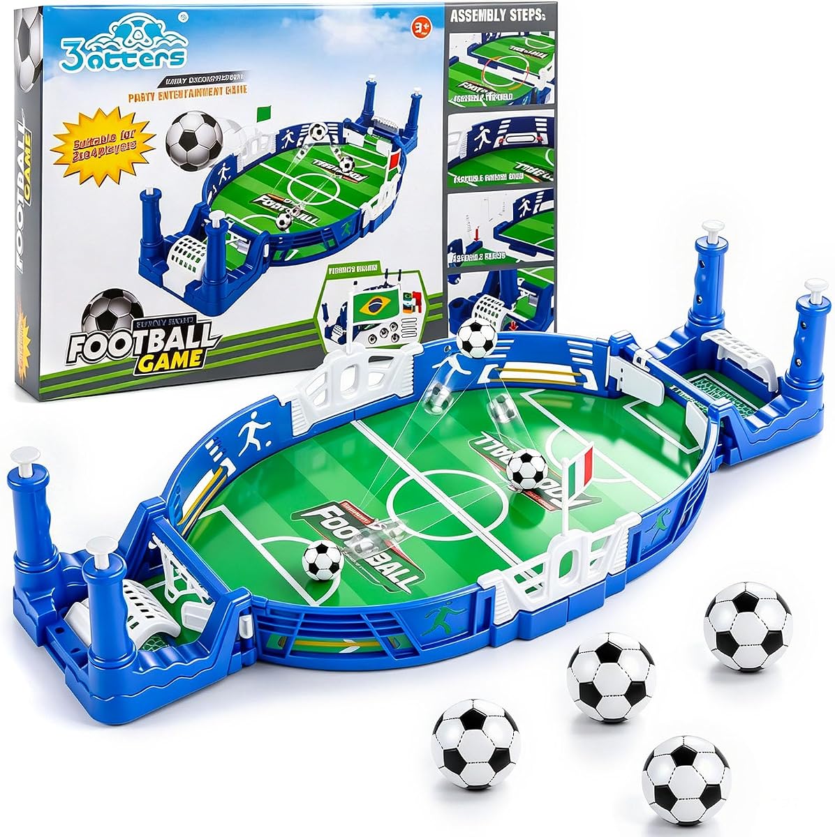 3 Otters Soccer Board Game for Kids, Mini Foosball | Tabletop Games for Kids, Party Battle Board Toy, Classroom Rewards, Birthday Soccer Gifts Boys