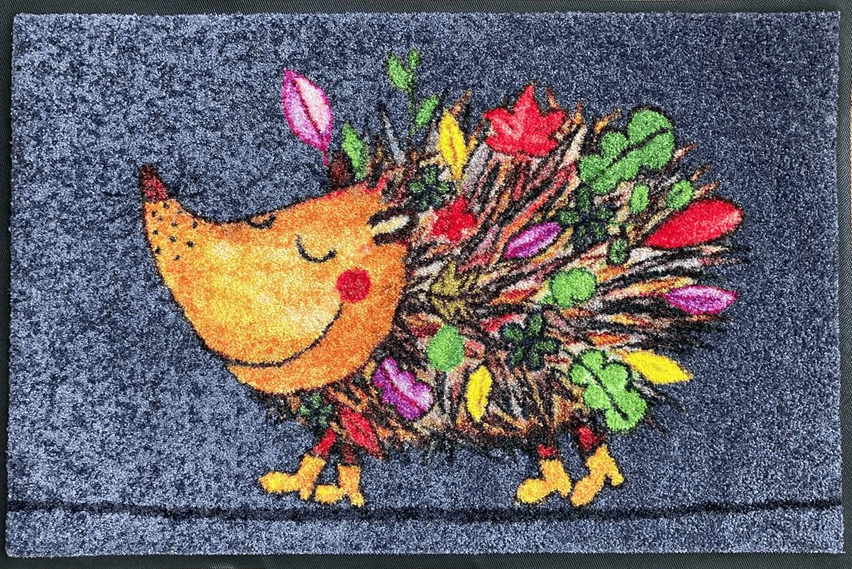 Salonloewe Fussmatte Funky Hedgy I Schmutzfangmatte & Fußabtreter für Innen 50 x 75 cm
