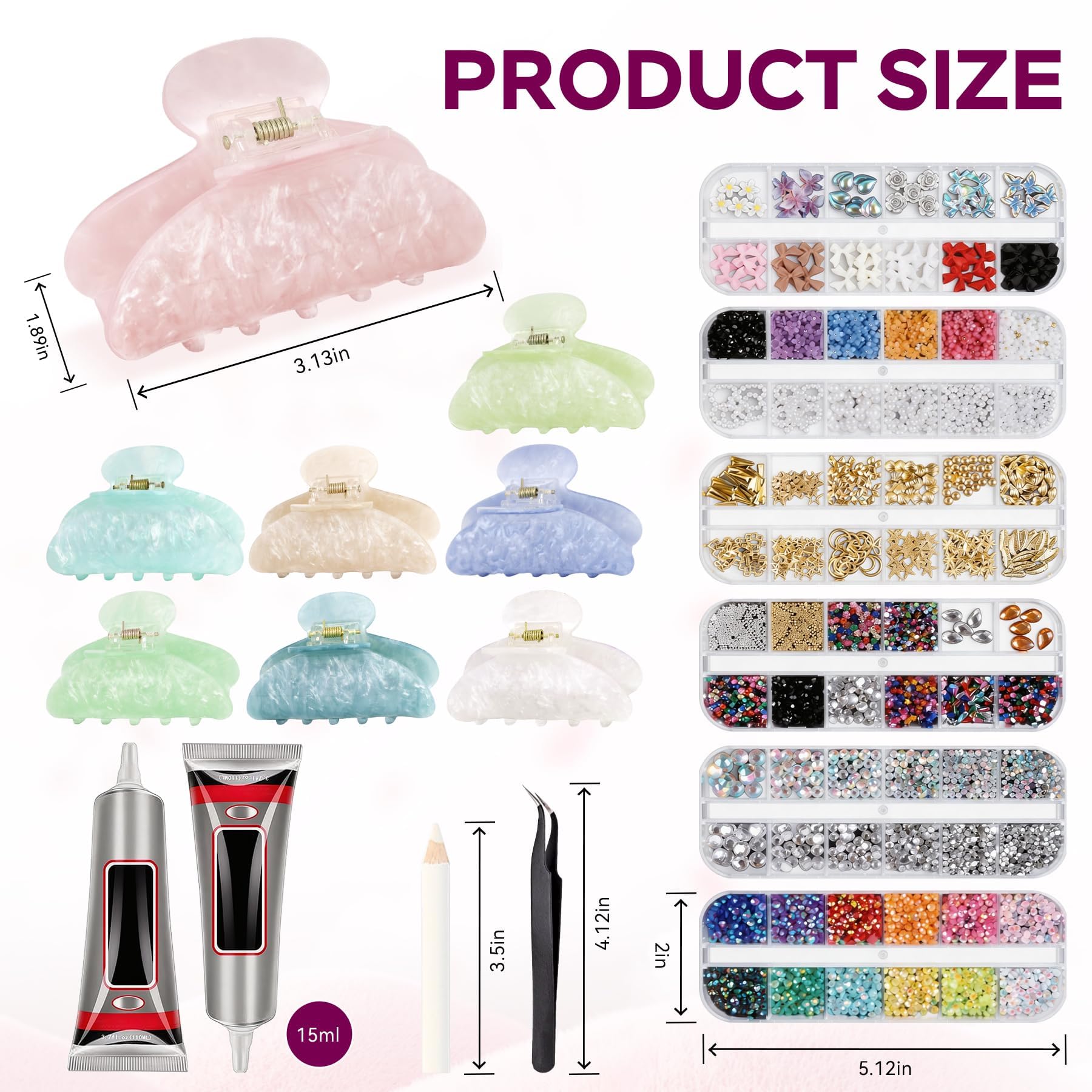DIY Hair Claw Clip Decorating Kit with Accessories and Tools
