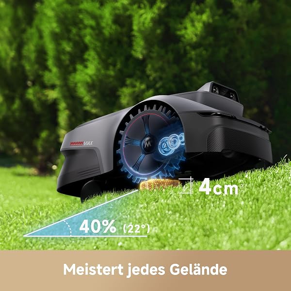 MOVA ViAX 250 Mähroboter Ohne Begrenzungskabel, Empf. 250m², KI-gestützte Kartierung, U-förmige Bahnen, Hindernisvermeidung Dual-Vision, Besserer Kantenschnitt, Für Komplexe Gelände, Appsteuerung - 4