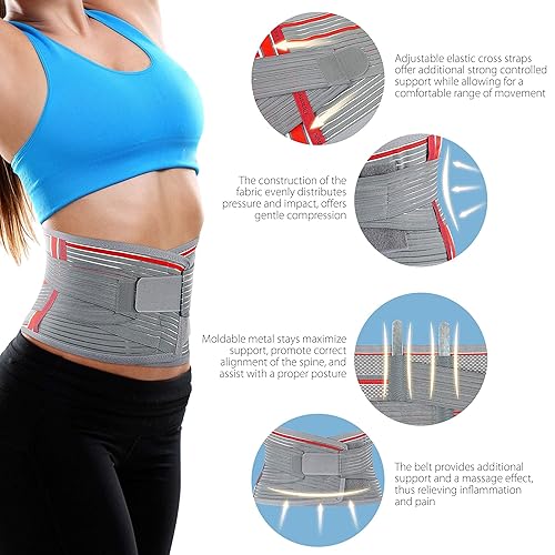 Miniatura 5 de ORTONYX Cinturón de soporte lumbosacro para la espalda lumbosacra, diseño ergonómico y material transpirable, calentador de alivio del dolor de