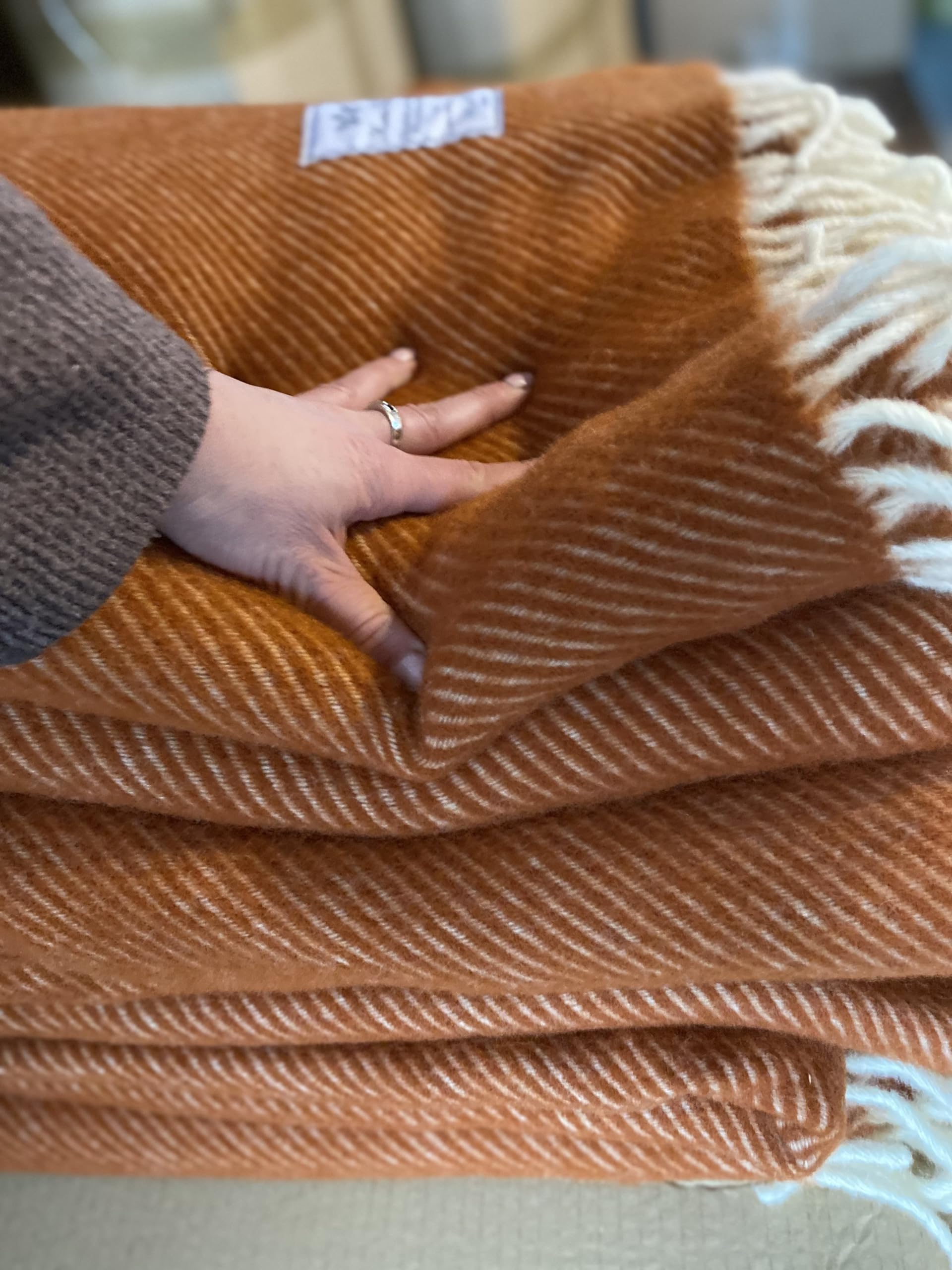 Merino Wool Blanket 100% Merino Wool 160 x 200 cm Red Orange