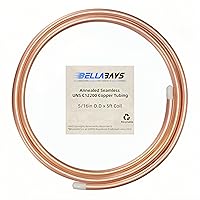 Vista 28 de BELLA BAYS Tubo de cobre de 1/4 de pulgada de diámetro exterior x 0.195 pulgadas de diámetro interior x 100 pies, 99.9% C12200 ASTM B280 Tubería ACR