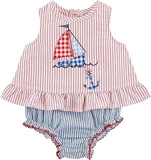 Mud Pie Unisex Kids Casual Pinafore Set, Boat, 12M US