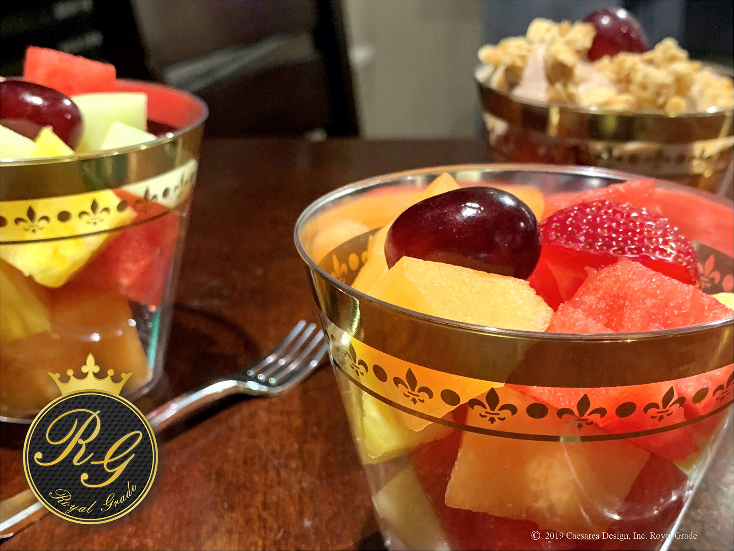 Buy Royal Grade 50 Gold Plastic Cups 9 oz Gold Rimmed Fleur De Lis