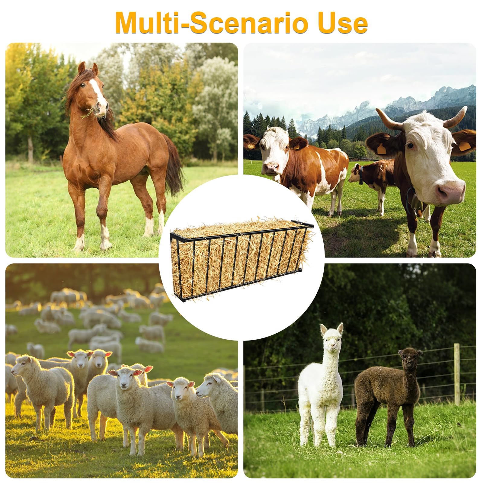 Metal Wall Mount Hay Feeder 40'' Long, 25 Gallon Livestock Feeder for Goats Horses Cattle, Indoor Outdoor Hay Rack Blanket Holder - image 7