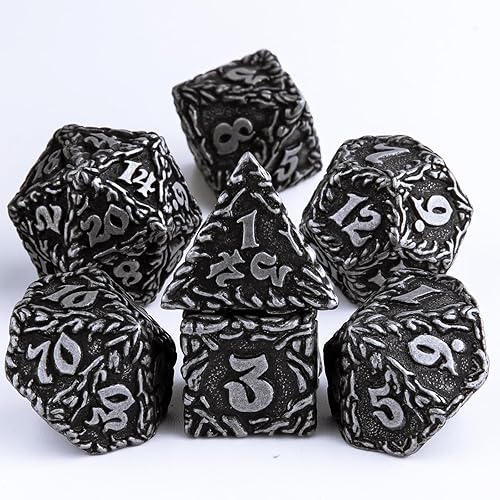 Miniatura 9 de DragonHoard - Juego de dados de metal DND  Dados de mazmorras y dragones con caja de rollo, dados poliédricos D20 D12 D10 D% D8 D6 D4 dados de metal