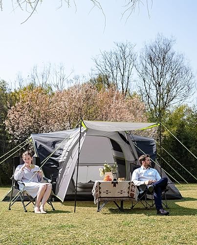 Miniatura 9 de Tienda de campaña de cúpula extendida para 8 personas con 3 habitaciones, impermeable, semi-independiente, para exteriores, con interior espacioso y