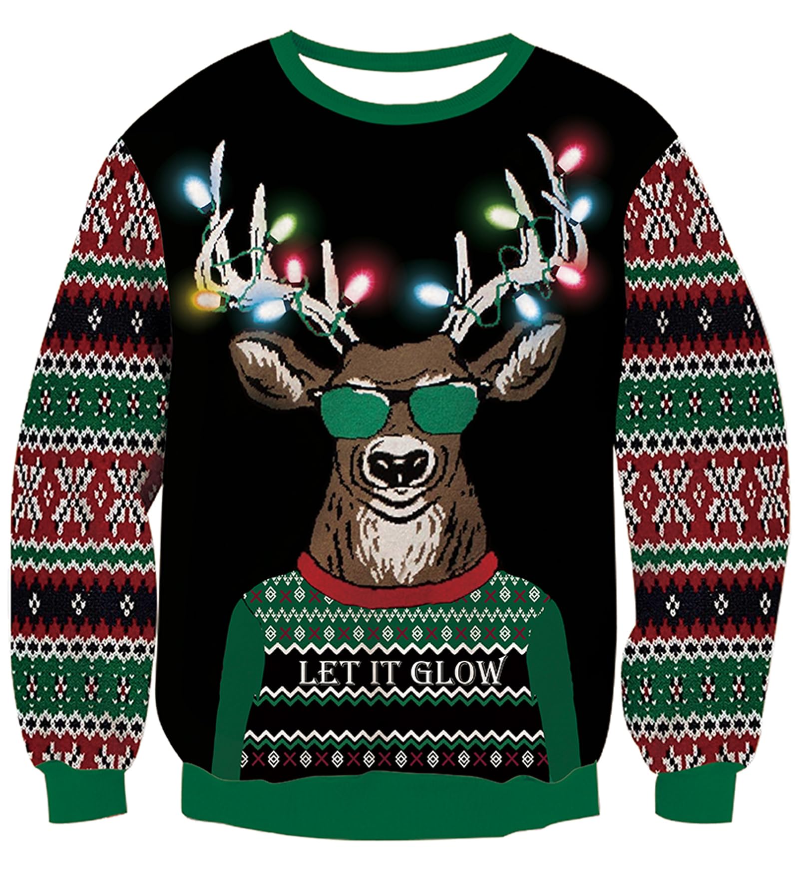 Weihnachtspullover Led Herren Lustig Weihnachtspulli Damen Strickpullover Xmas Pullover Ugly Christmas Sweater Jumper S-2XL