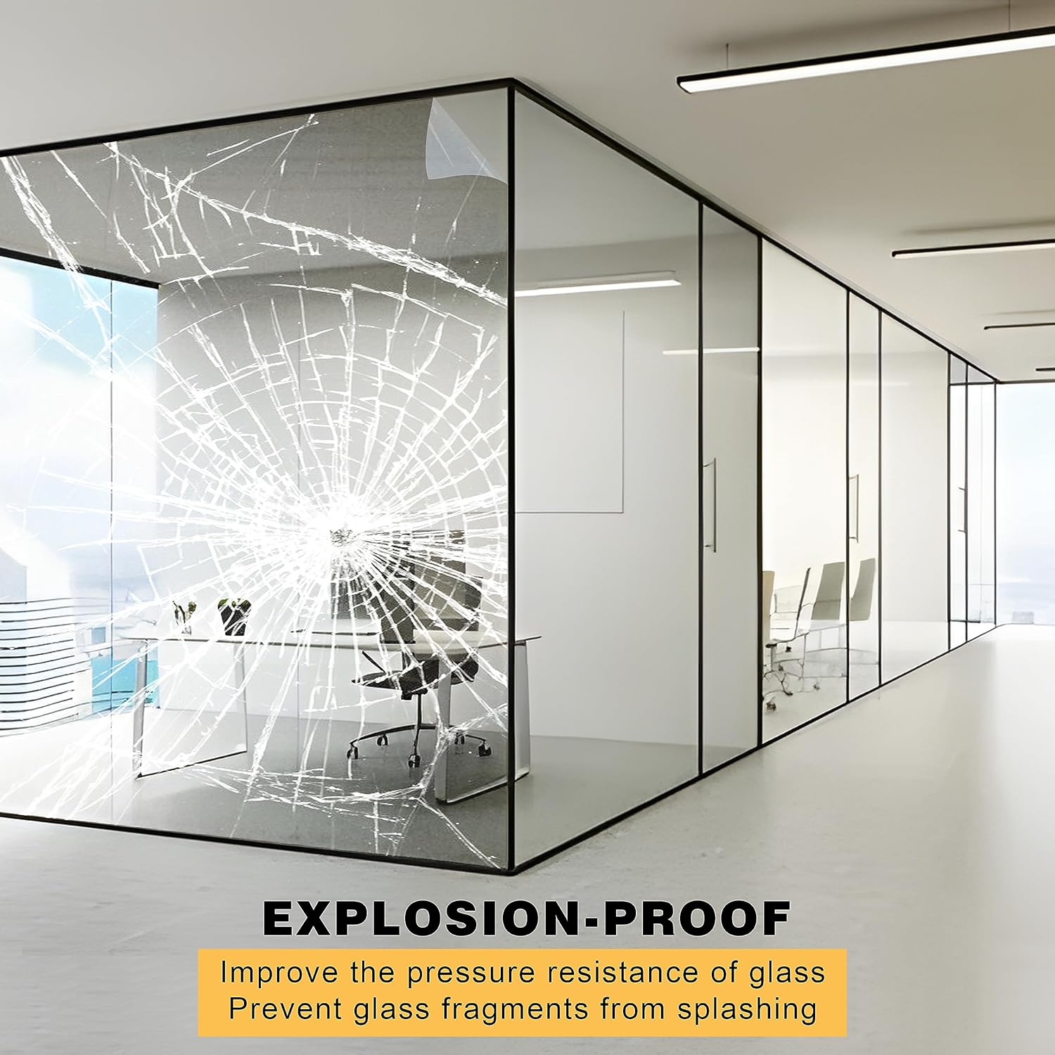 4Mil Security Window Film, Shatterproof Film, Transparent Self-Adhesive Security Window Film, Anti Shatter Tempered Glass Film, Glass protective window film for Home/Office