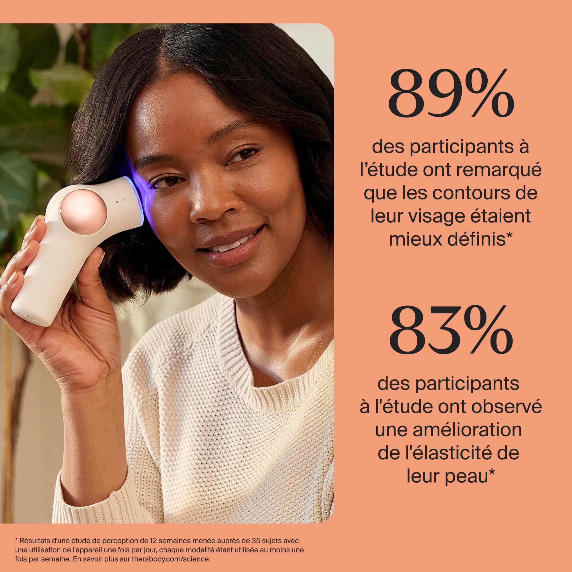 TheraFace PRO - Appareil de massage facial portable - Thérapie électrique pour le visage et les soins de la peau - Traitement 8 en 1 avec anneaux de thérapie par microcourant et lumière LED - Blanc