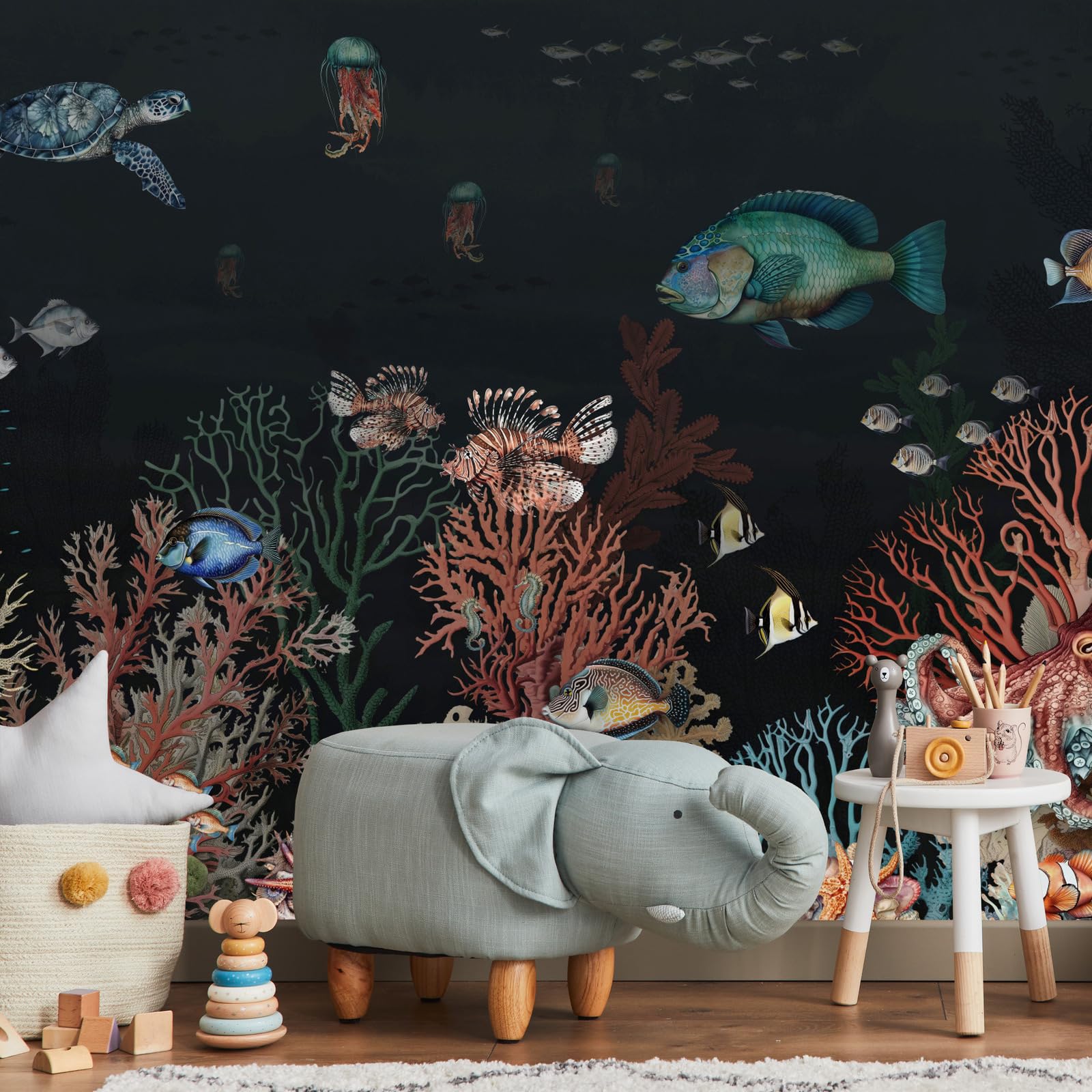 Muralo Papel Pintado en TNT 3D, Coloridos Mundo Submarino - 460x300 cm