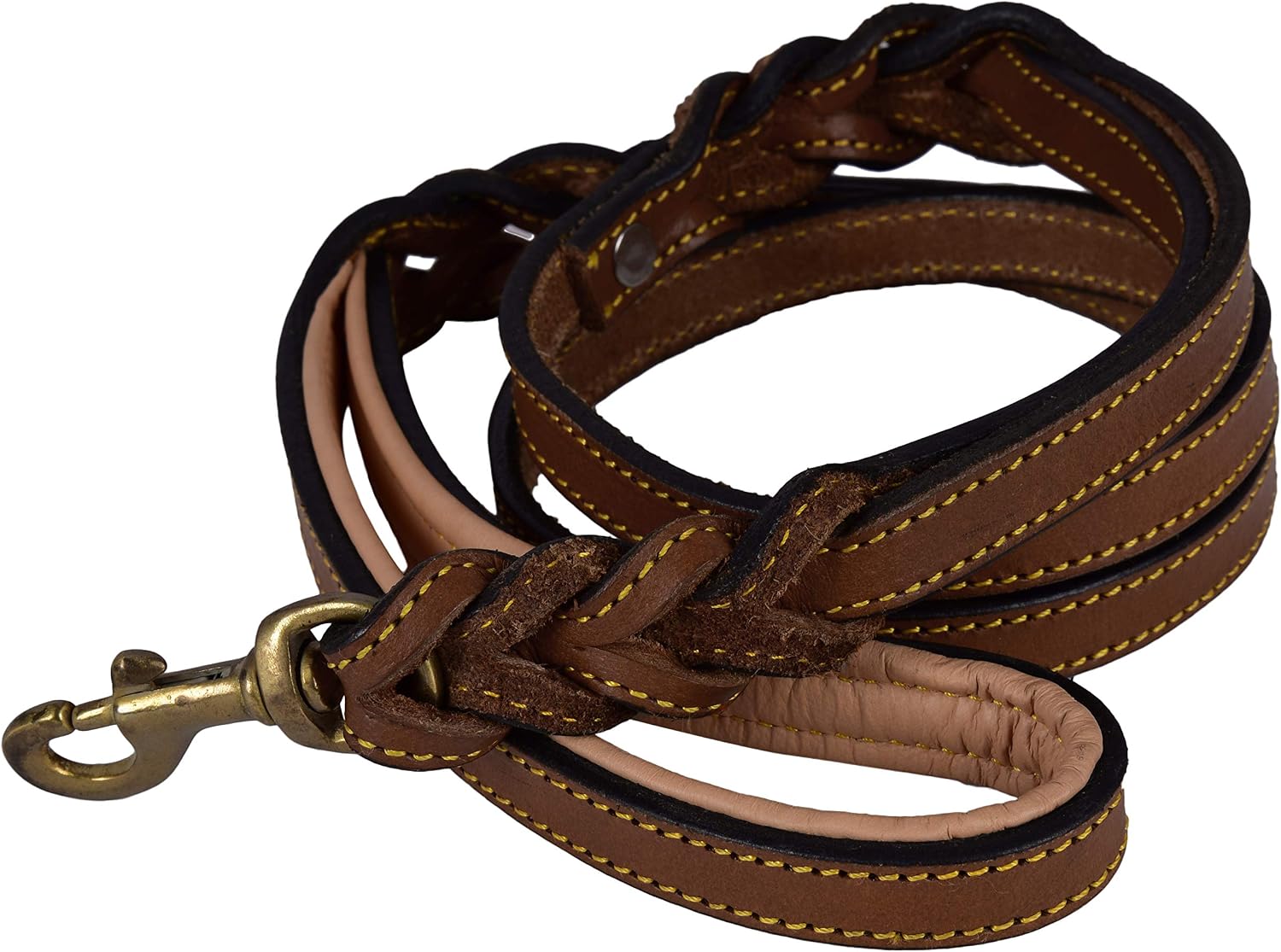 CUTOPET | Heavy Duty Leather Dog Leash | Premium Strong & Soft Leather | Braided | with Two Handles, Padding | for Walking & Training |…